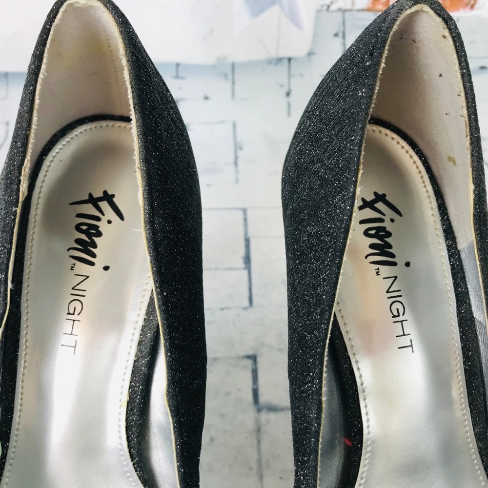 ❤️3/$20 FIONI NIGHTS Black Sparkle Glitter Heels 8 - Picture 5 of 7